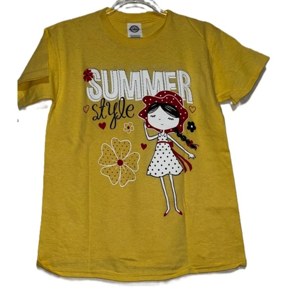 Girls Summer Style‎ T-Shirt, Yellow, Medium